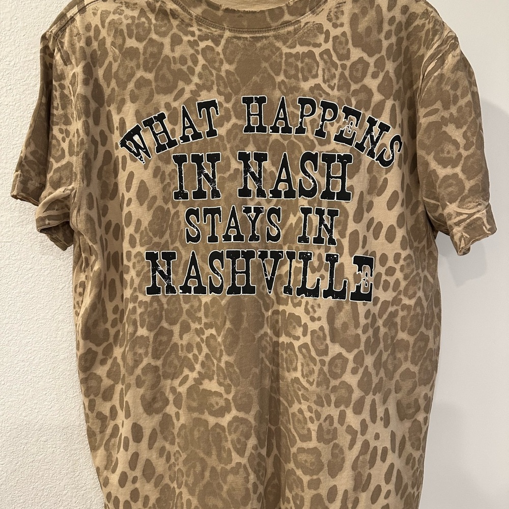 Leopard Print Short Sleeve Tee - Tan